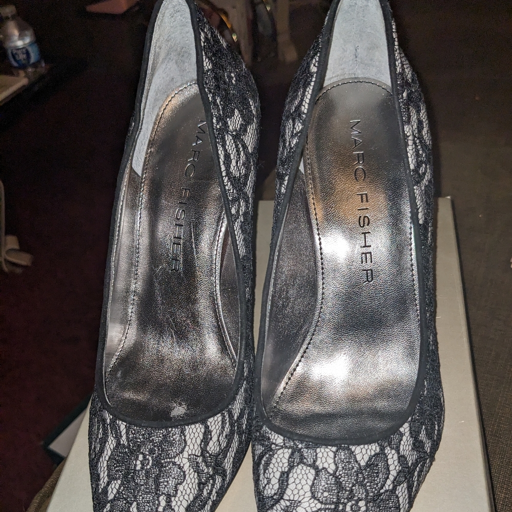 Marc Fisher lace covered pumps size 8 medium width.